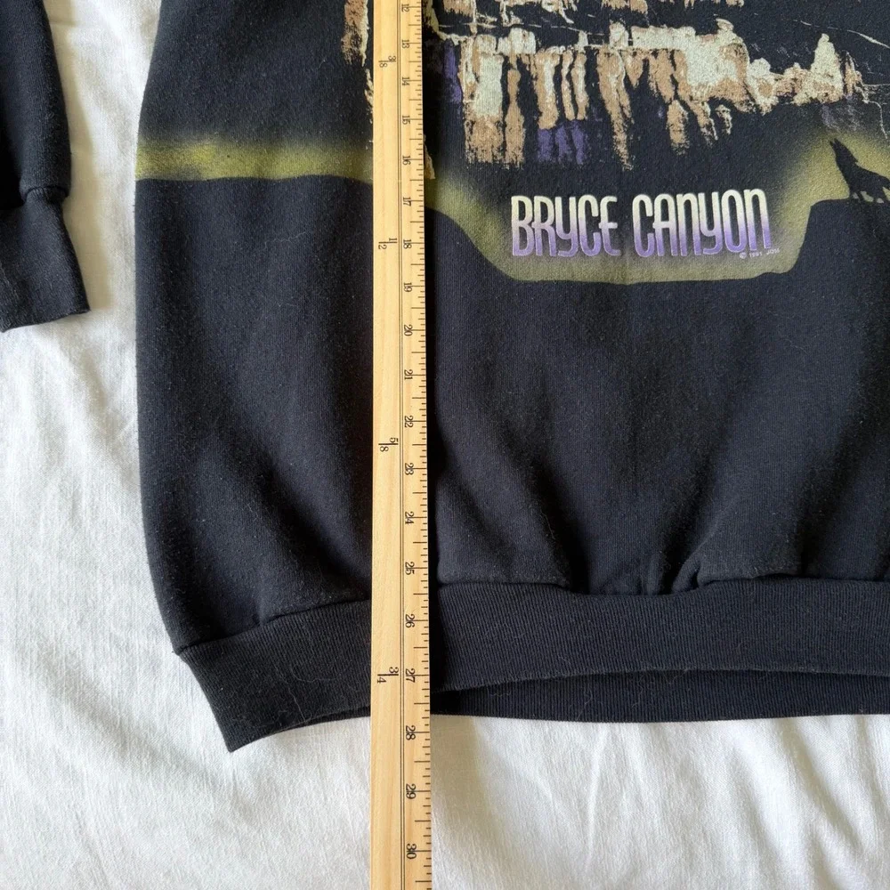 Vintage 1991 Bryce Canyon Sweatshirt Wolf Moon Black XL Mens - Picture 5 of 7